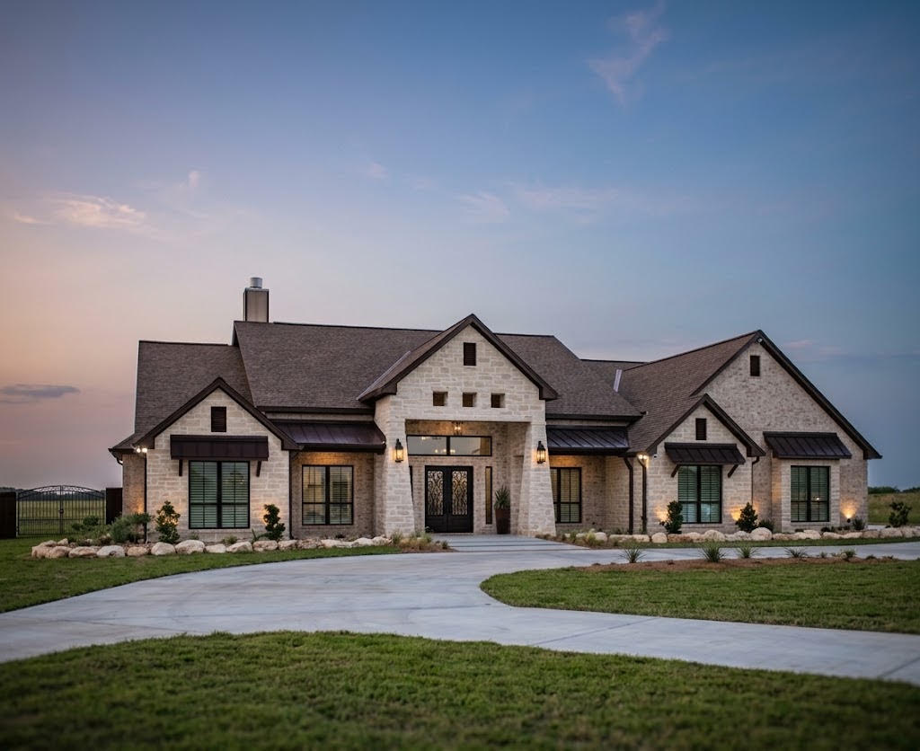 Completed custom home with MillCon Trim exterior doors and windows